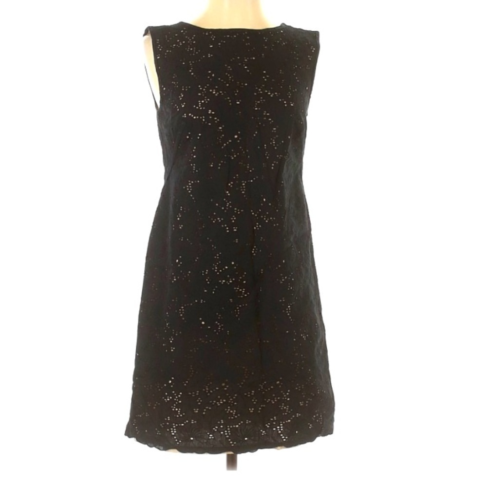 Ann Taylor Loft Eyelet Sleeveless a line dress short Classic black small 4